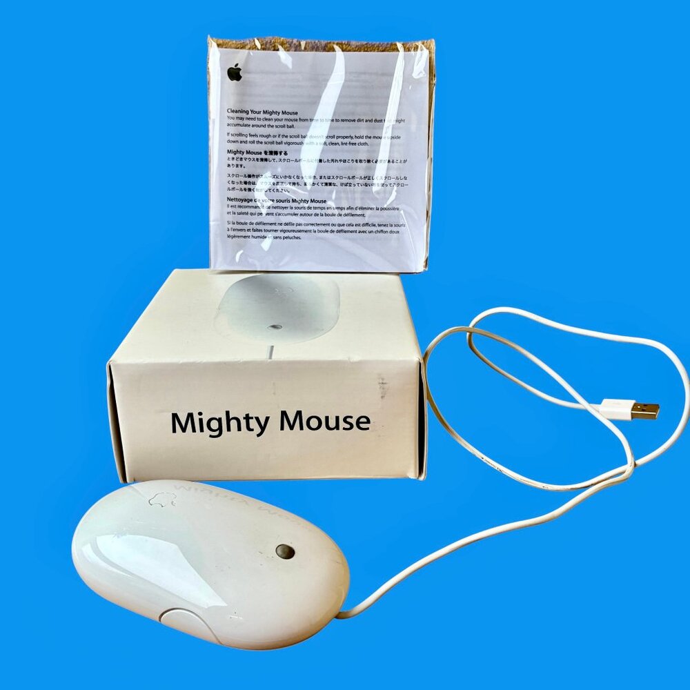 Apple A152 Mighty Mouse USB Wired Optical w/Trackball Origiinal Box & Paperwork